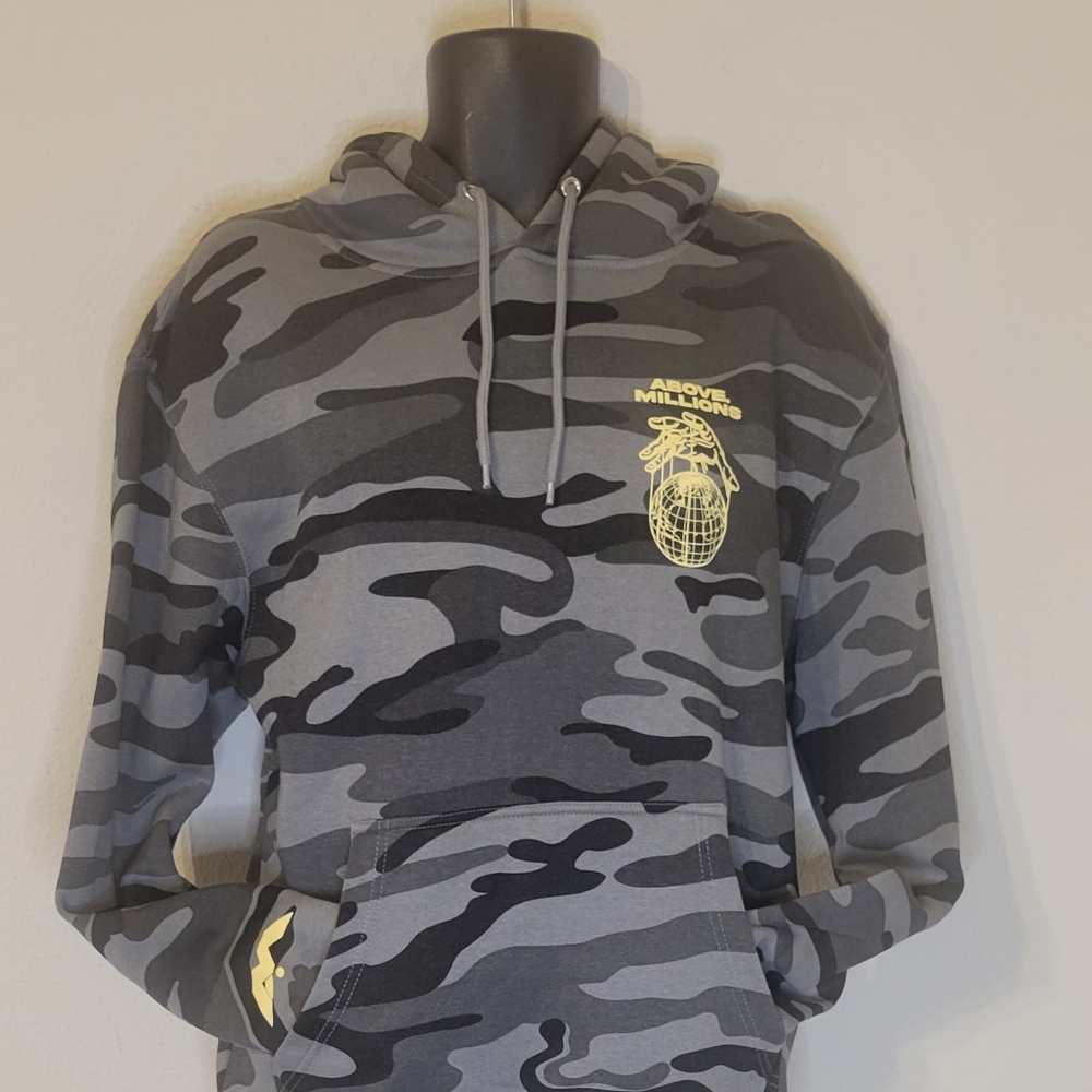 Above Millions Mens Gray Camo Hoodie